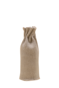 front view of beige knit textile vase in brushed silk and organic cotton

