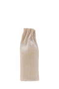 front view of off-white knit textile vase in brushed silk and organic cotton