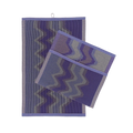 [purple][cover] front view of purple knit organic cotton kitchen towel set with zig zag pattern