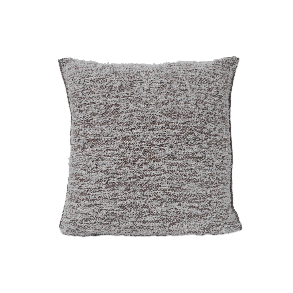front side of beige fuzzy knit pillowcase in organic cotton and recycled polyamide
