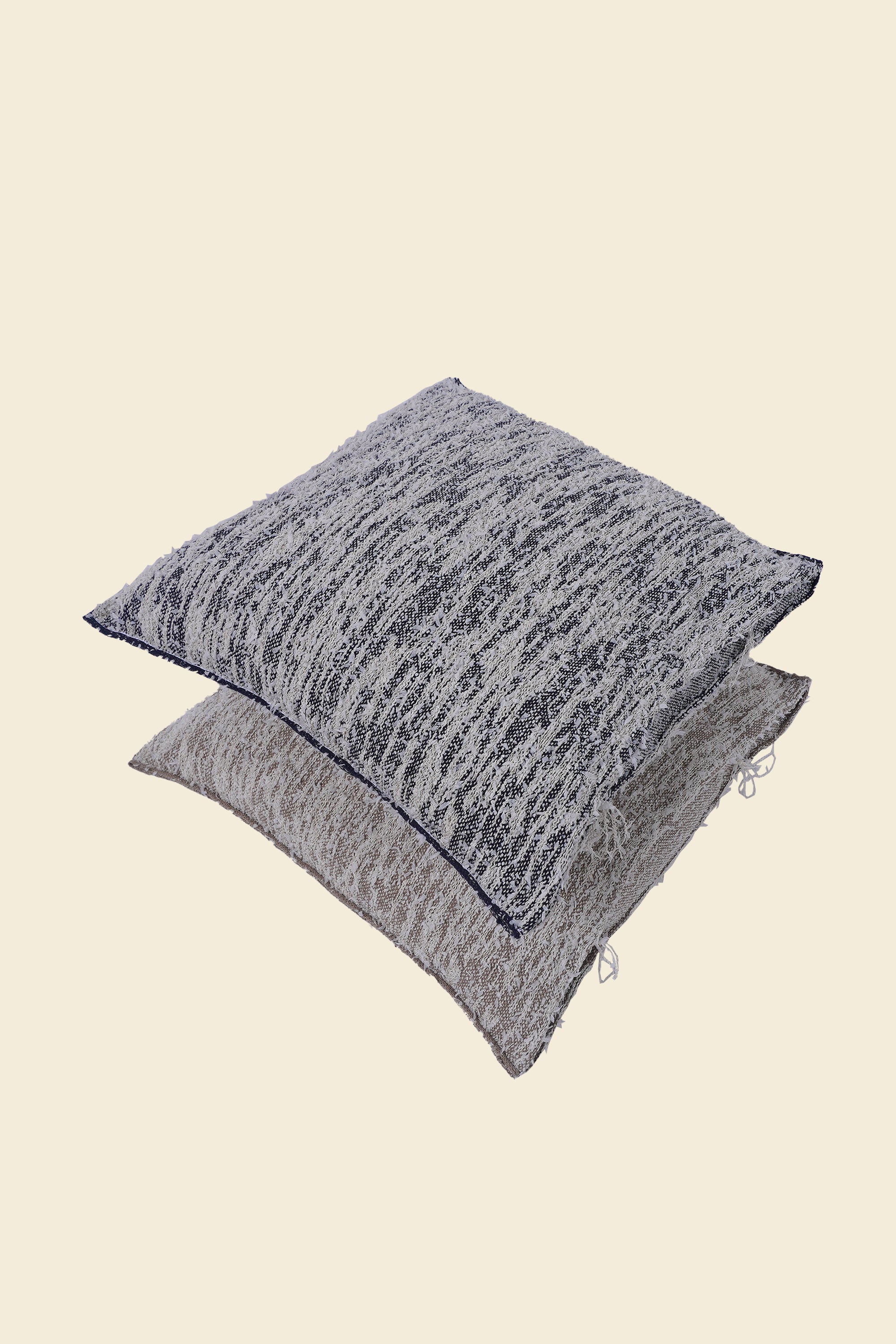 navy fuzzy knit pillowcase in organic cotton and recycled polyamide shot from above