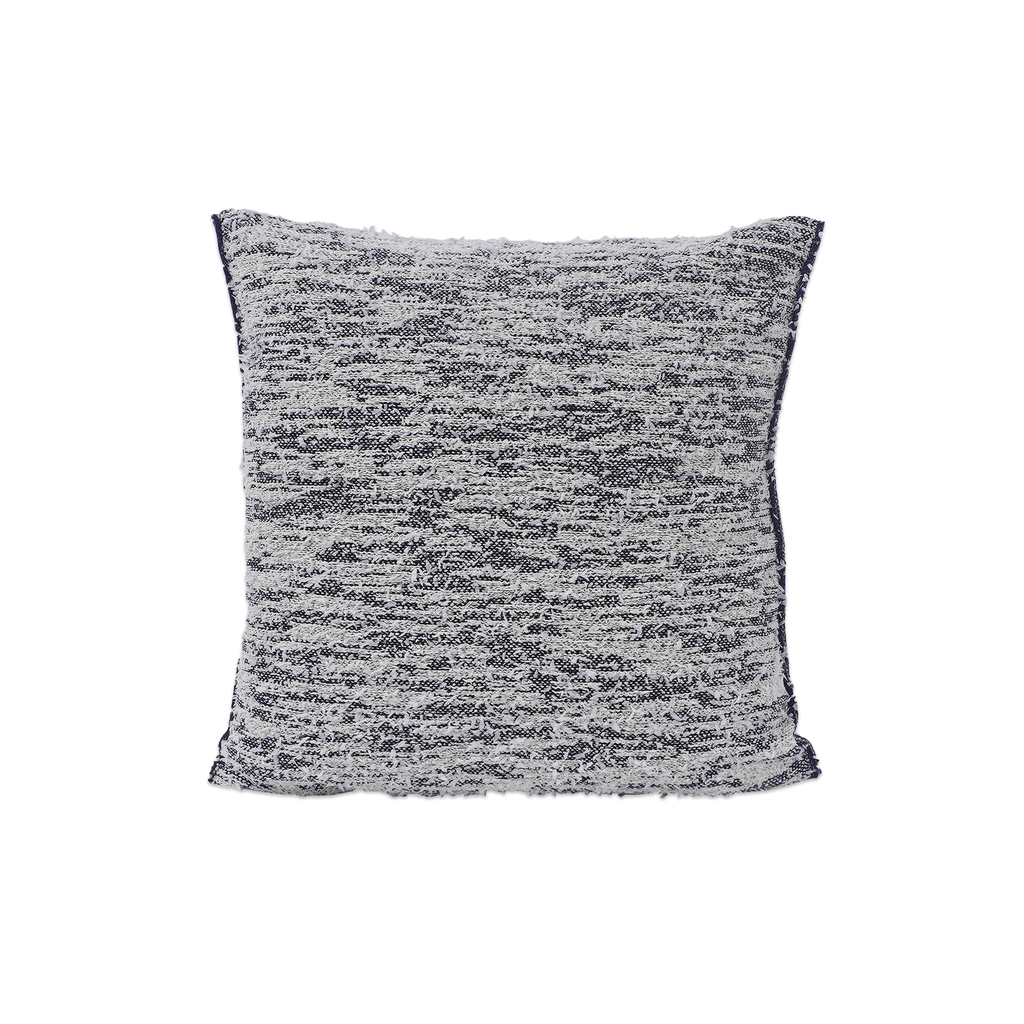 front side of navy fuzzy knit pillowcase in organic cotton and recycled polyamide