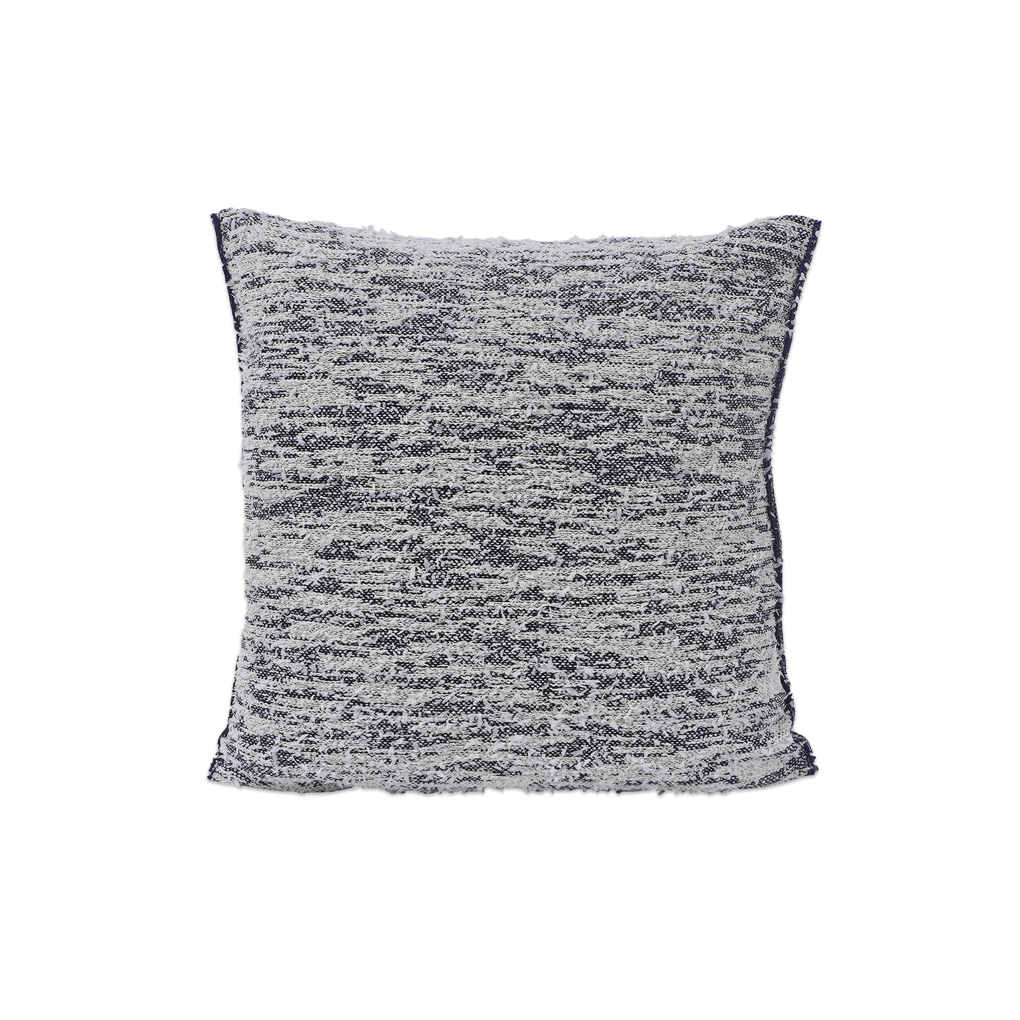 front side of navy fuzzy knit pillowcase in organic cotton and recycled polyamide