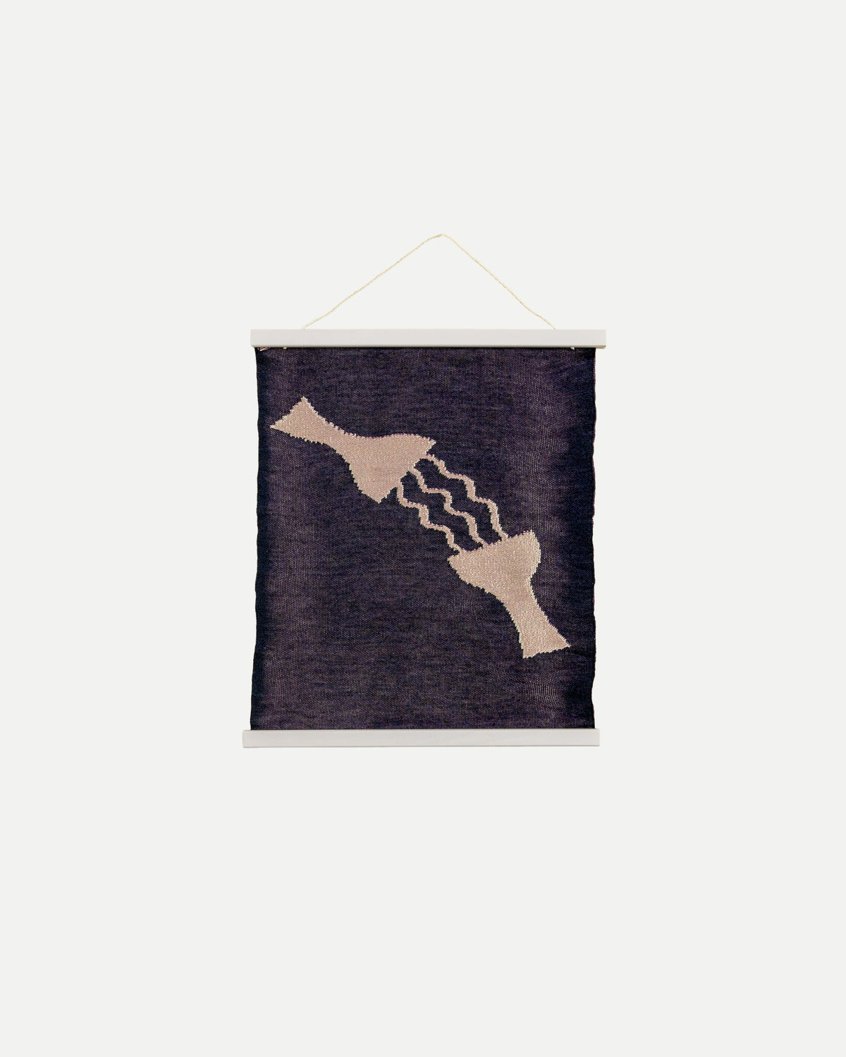 [pink] front view of the pink knit wall hanging with a zigzag pattern