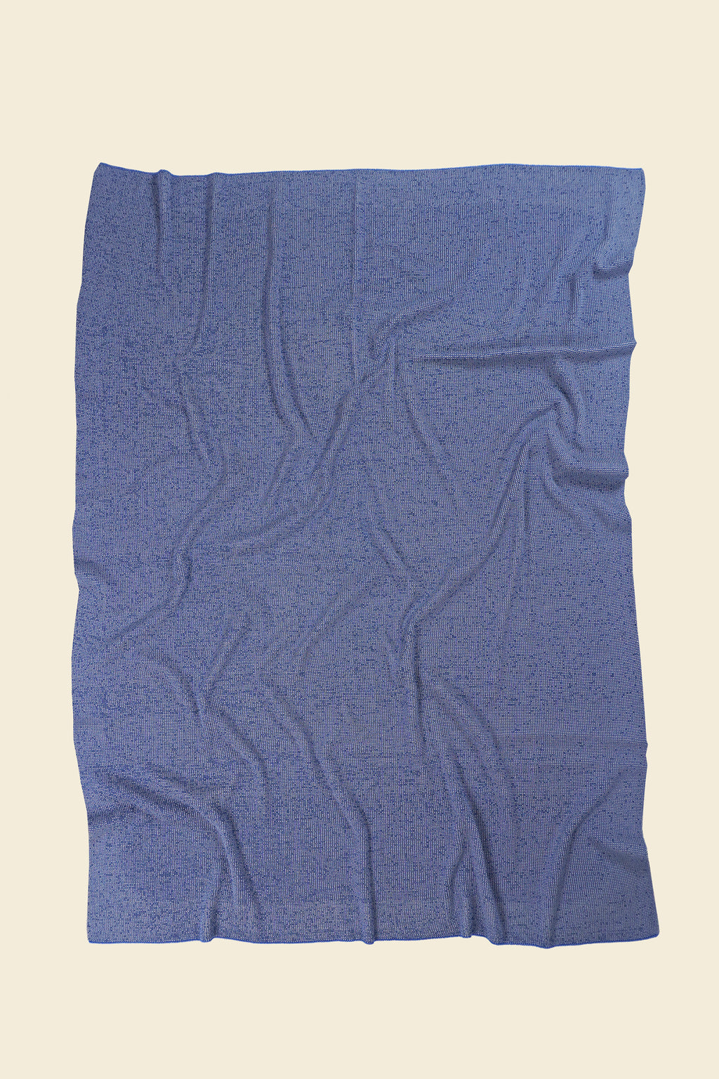 back side grey/blue knit blanket in merino wool and organic cotton