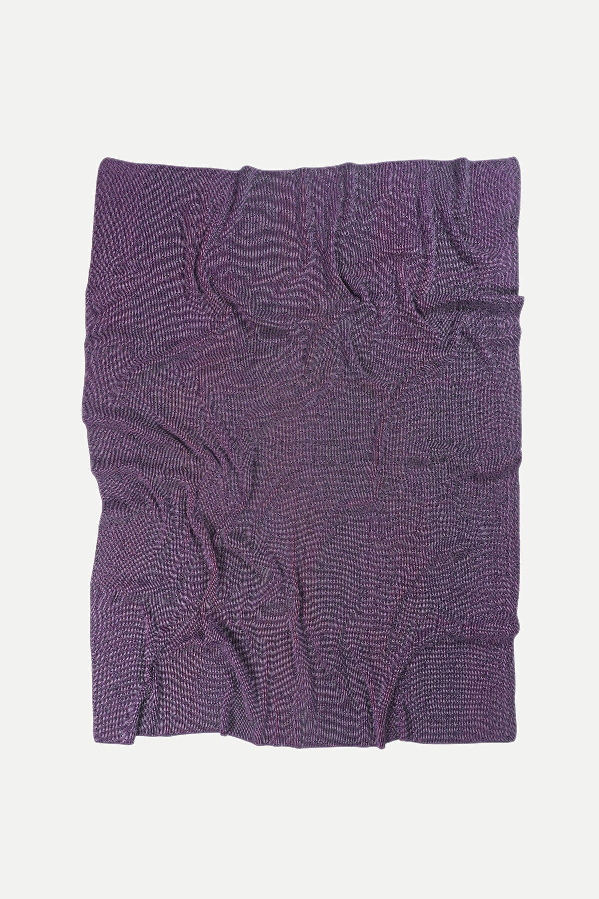 mini-graphic knit blanket in red and purple, flat lay, wool and organic cotton [red/purple]