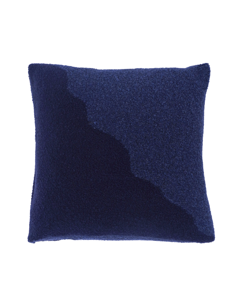 front side of blue/navy knit plush pillowcase in viscose and merino wool