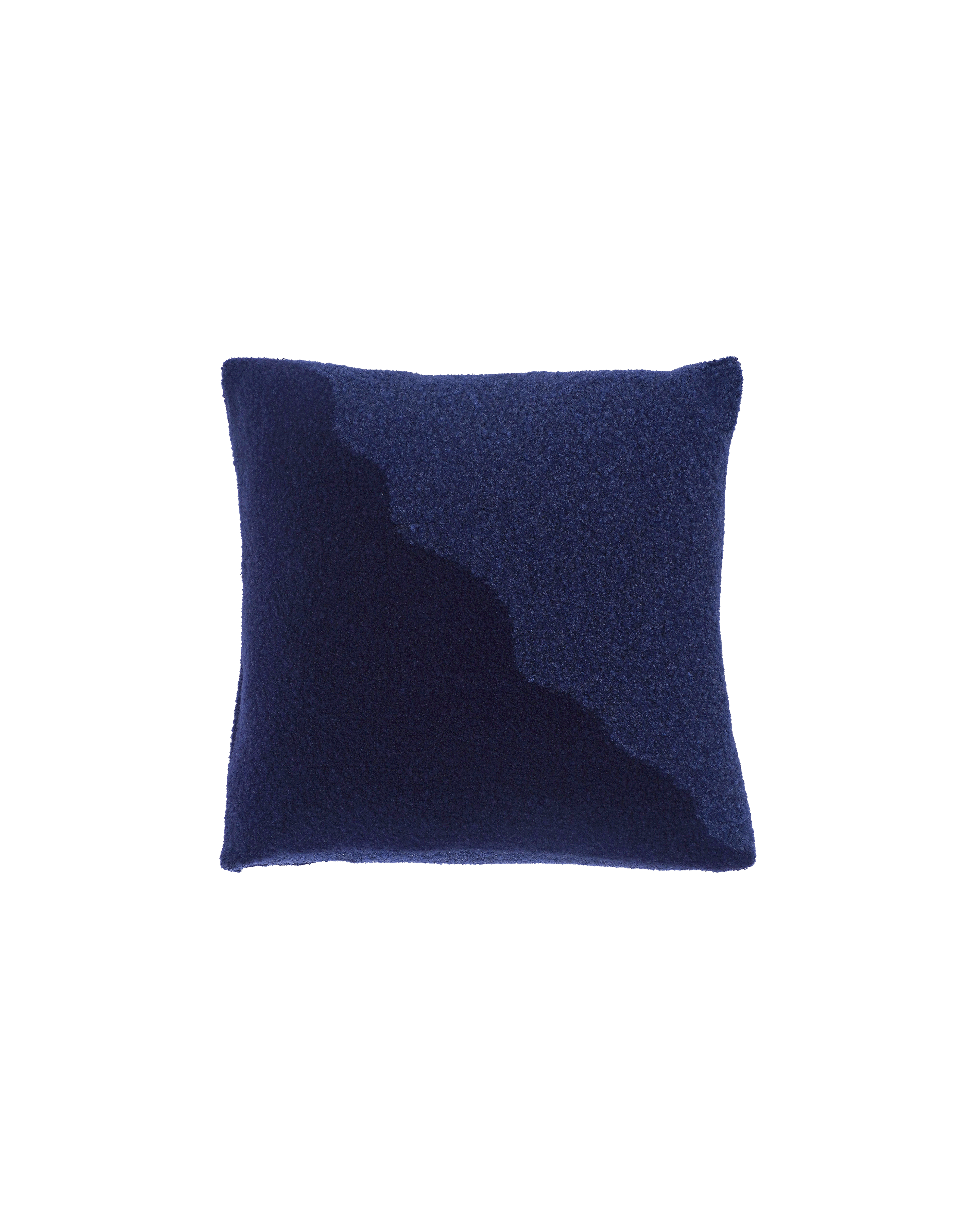 front side of blue/navy knit plush pillowcase in viscose and merino wool