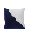 front side of off-white/navy knit plush pillowcase in viscose and merino wool