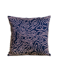[navy/pink][cover] front view of navy/pink soft viscose knit pillowcase with organic curves pattern