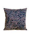 front side of navy/pink soft viscose knit pillowcase with organic curves pattern