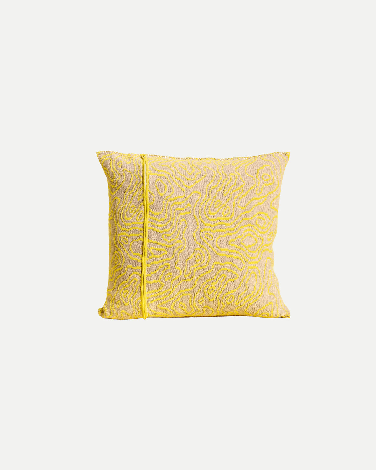[yellow/beige] front view of the yellow/beige soft viscose knit pillowcase with organic curves pattern