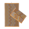 front view of yellow knit organic cotton kitchen towel set with zig zag pattern